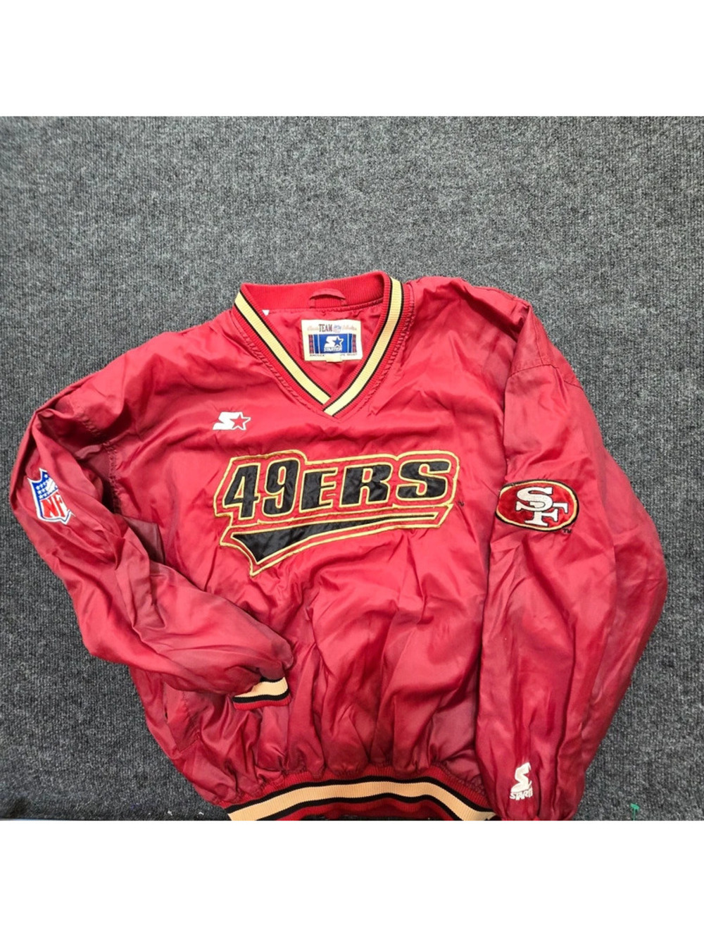 Vintage Starter San Francisco 49ers V-Neck Windbreaker Jacket Pullover Large